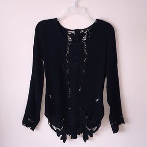 Black Long sleeve blouse with lace detailing